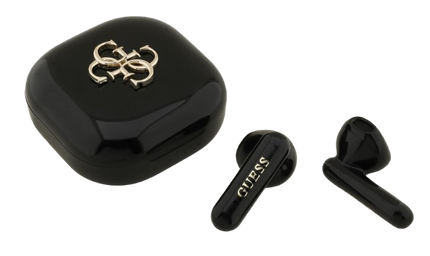 سماعات جيس (Guess) لاسلكية TWS مع تقنية ENC وشعار 4G - أبيض وأسود وزهري