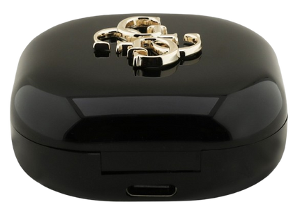 سماعات جيس (Guess) لاسلكية TWS مع تقنية ENC وشعار 4G - أبيض وأسود وزهري