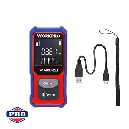 متر قياس المسافة بالليزر القابل لإعادة الشحن WORKPRO 40M (135FT)