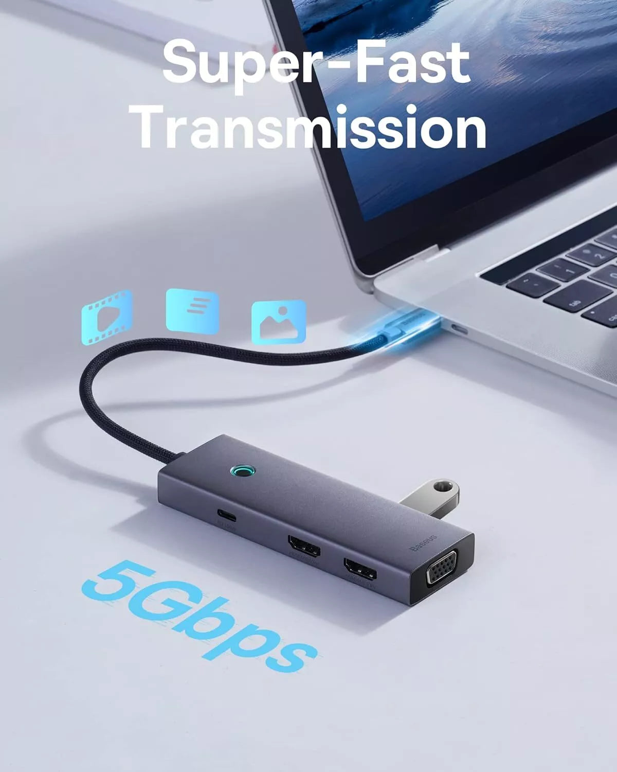محطة إرساء باسوس إنجويمنت (Baseus Enjoyment Series) بـ 7 منافذ - محول USB-C إلى HDMI 4K و VGA لعرض الفيديو المزدوج - شحن سريع 100W PD - منافذ USB 3.0 فائقة السرعة - قارئ بطاقات SD و TF محطة إرساء باسوس إنجويمنت (Baseus Enjoyment Series) بـ 7 منافذ - محول USB-C إلى HDMI 4K و VGA لعرض الفيديو المزدوج - شحن سريع 100W PD - منافذ USB 3.0 فائقة السرعة - قارئ بطاقات SD و TF