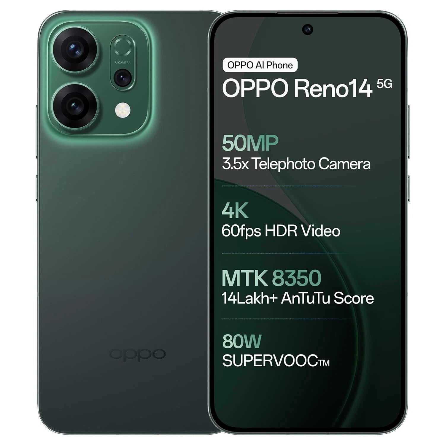 هاتف Oppo Reno 14 5G | كاميرا 50MP | شحن سريع 80 واط - أخضر هاتف Oppo Reno 14 5G | كاميرا 50MP | شحن سريع 80 واط - أخضر