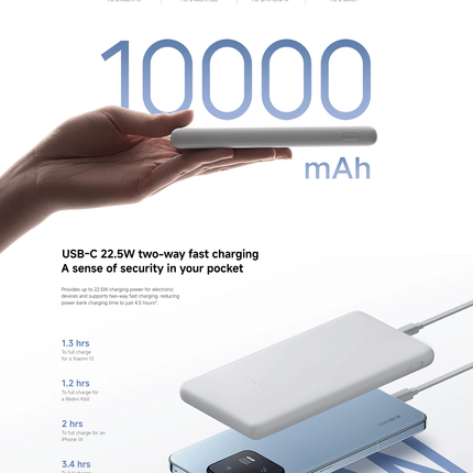 Xiaomi Power Bank 10000mAh 22W Lite — Fast & Compact Portable Charger