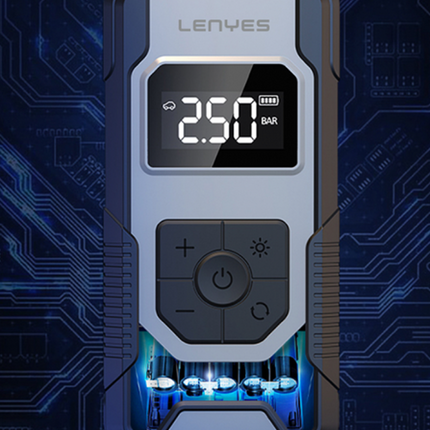 منفاخ إطارات سيارة ذكي محمول لينييس (Lenyes) موديل LCI201 - شاشة رقمية - خاصية الفصل التلقائي - نفخ سريع - إضاءة LED مدمجة - لون أسود