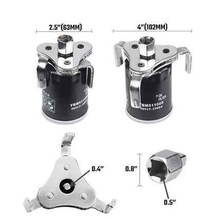 1/2" Drive 3-Jaw Self-Adjusting Oil Filter Wrench