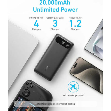 باور بانك Anker (20K, 87W، بكابل USB-C مدمج) — شاحن محمول 