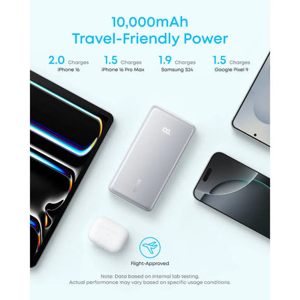 باور بانك Anker Zolo بسعة 10,000mAh مع شحن سريع 22.5W وكابل USB-C مدمج