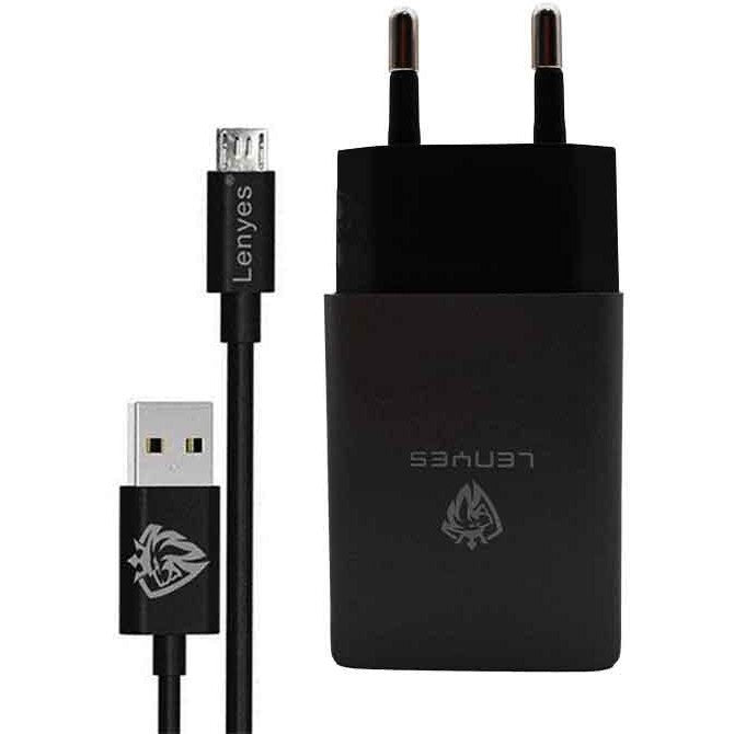 شاحن Lenyes LCH086 مع كابل MicroUSB لون أسود شاحن Lenyes LCH086 مع كابل MicroUSB لون أسود