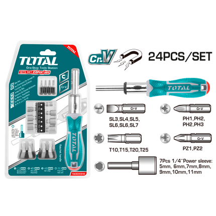 Total TACSD30246| 24PCS Ratchet Screwdriver Set