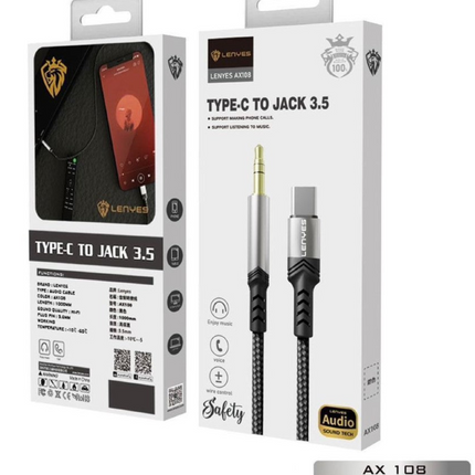 Lenyes AX108 Type-C to 3.5mm AUX Cable