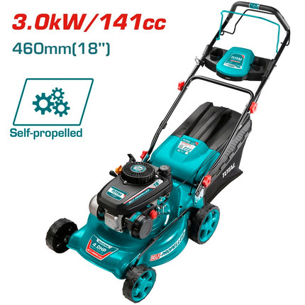 Total TGT141182 Gasoline Lawn Mower – 18" Cut, 4 HP Engine, Self-Propelled