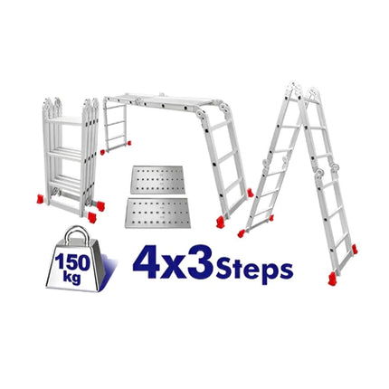 EMTOP ELAD4431 Multi-Purpose Foldable Aluminum Ladder – 3×4