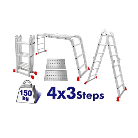 EMTOP ELAD4431 Multi-Purpose Foldable Aluminum Ladder – 3×4