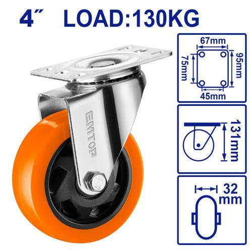 EMTOP EMJL2342 4inch Swivel Caster Wheel – Orange EMTOP EMJL2342 4inch Swivel Caster Wheel – Orange