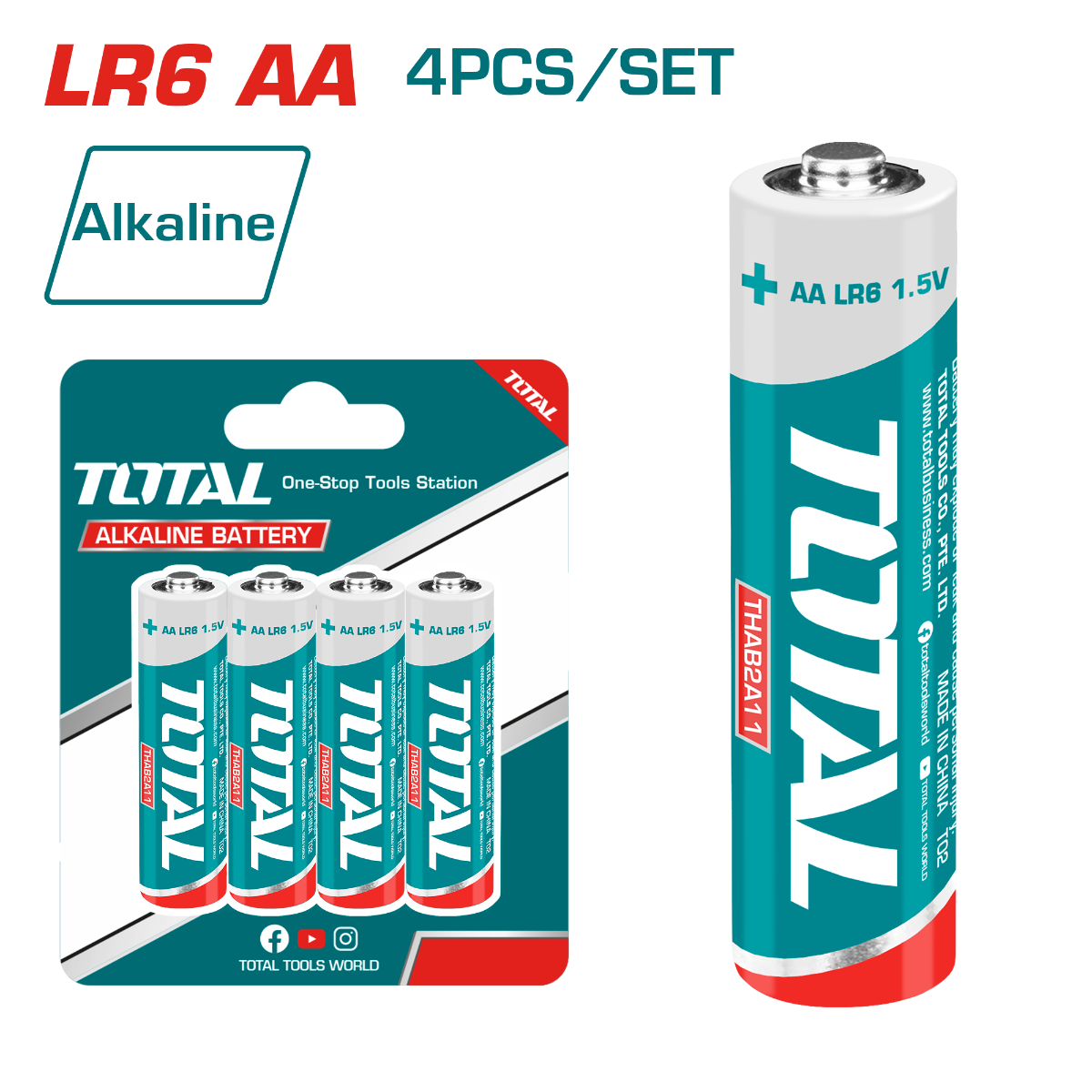 Total THAB2A11 Alkaline battery AA 4PC Total THAB2A11 Alkaline battery AA 4PC