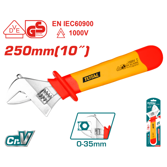Total  THIADW101  10" Insulated Adjustable Wrench 1000V