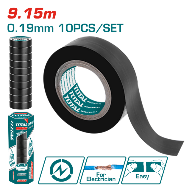  Total THPET1102 PVC Insulating Tape Set – 10 Pieces