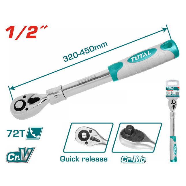 Total THT106128L 1/2" Telescopic Ratchet Wrench (32–45 cm)