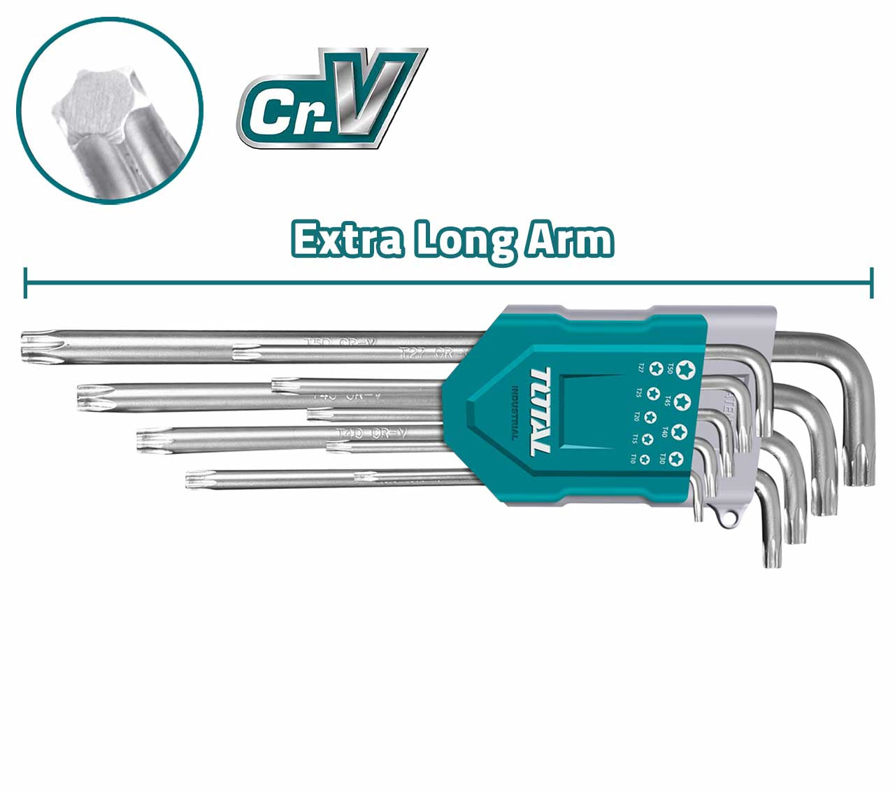 طقم مفاتيح Torx مشرنف طويل جدًا 9 قطع Total THT106391 طقم مفاتيح Torx مشرنف طويل جدًا 9 قطع Total THT106391