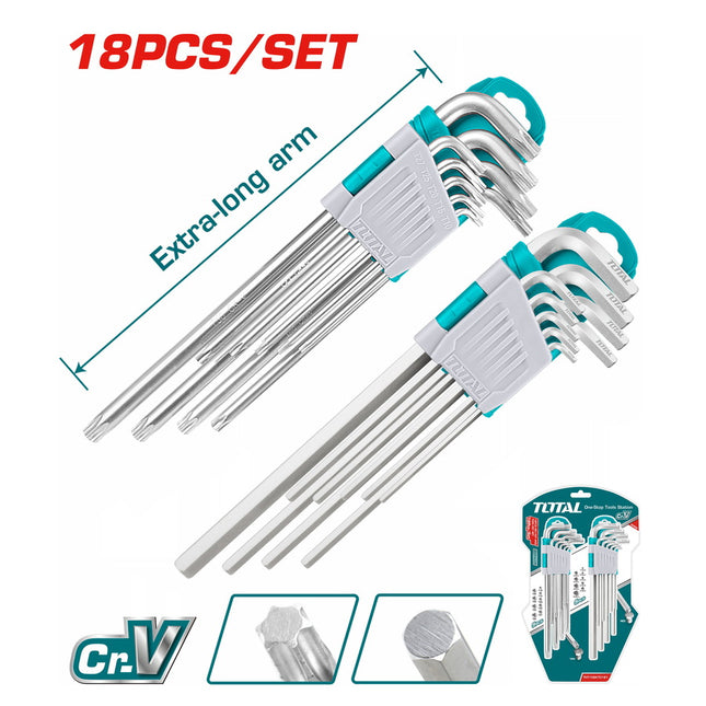 Total THT106KT0181  18 Pcs Hex Key and Torx Key Set