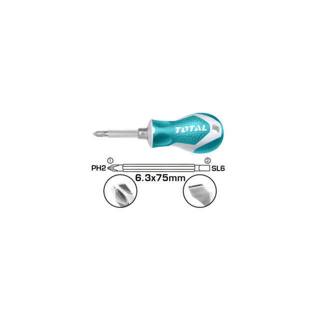 Total THT250216 | 2 IN 1 Short Handle Screwdriver Set