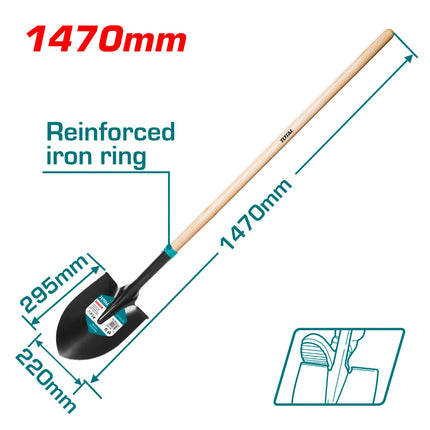 Total THTHW0201 Triangular Shovel with 147cm Wooden Handle