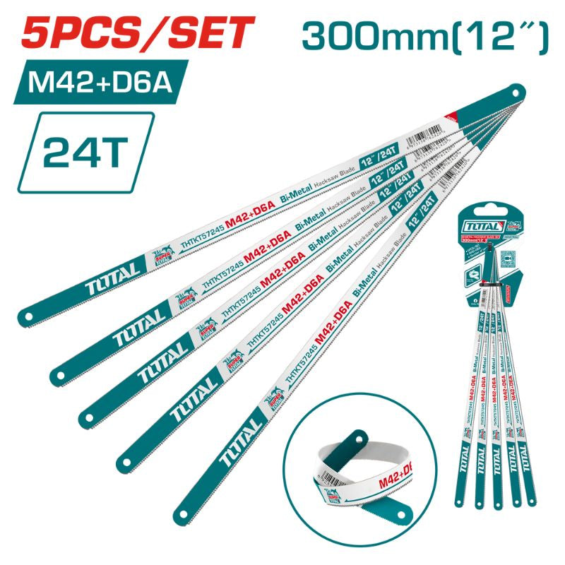 Total THTKT57245 Bi-Metal Hacksaw Blade Set – 5 Pcs Total THTKT57245 Bi-Metal Hacksaw Blade Set – 5 Pcs