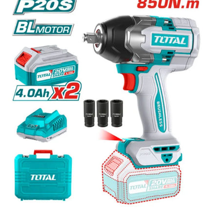 Total TIWLI2085   20V Cordless Impact Wrench – 850Nm
