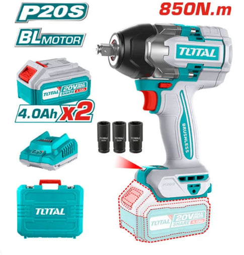 Total TIWLI2085   20V Cordless Impact Wrench – 850Nm
