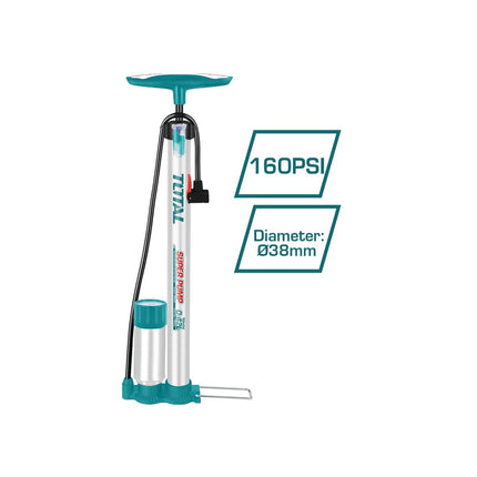 Total TMPP3811  Hand Pump – 160 PSI Heavy-Duty Manual Tire Inflator with Gauge