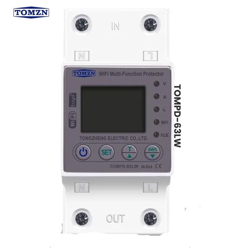 Tomzn TOMPD-63-LW Wi-Fi Smart Multi-Function Protector Breaker - 63A Voltage & Current Protection Tomzn TOMPD-63-LW Wi-Fi Smart Multi-Function Protector Breaker - 63A Voltage & Current Protection