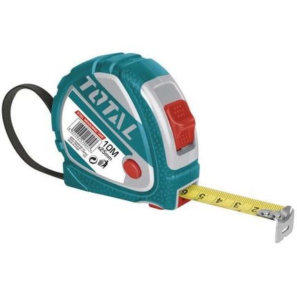 Total TMT126101M Steel Measuring Tape 10m x 25mm – Durable Rubberized Case