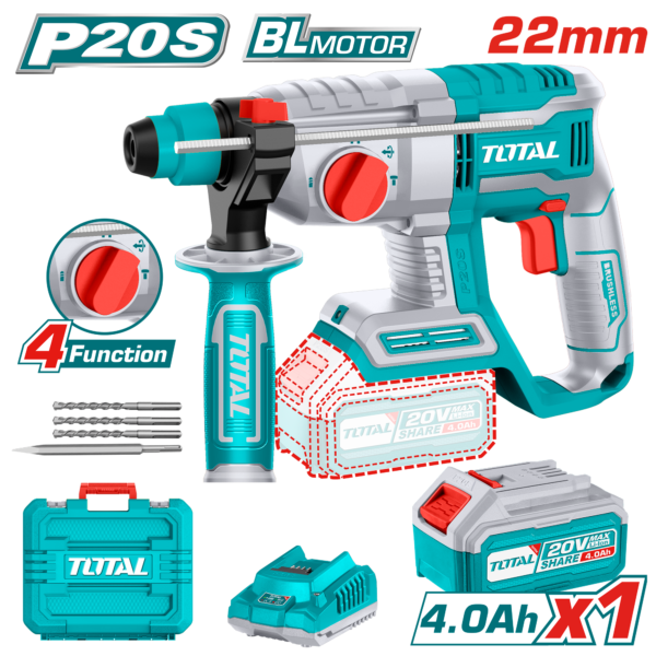 Total TRHLI202081   20V Cordless Rotary Hammer 