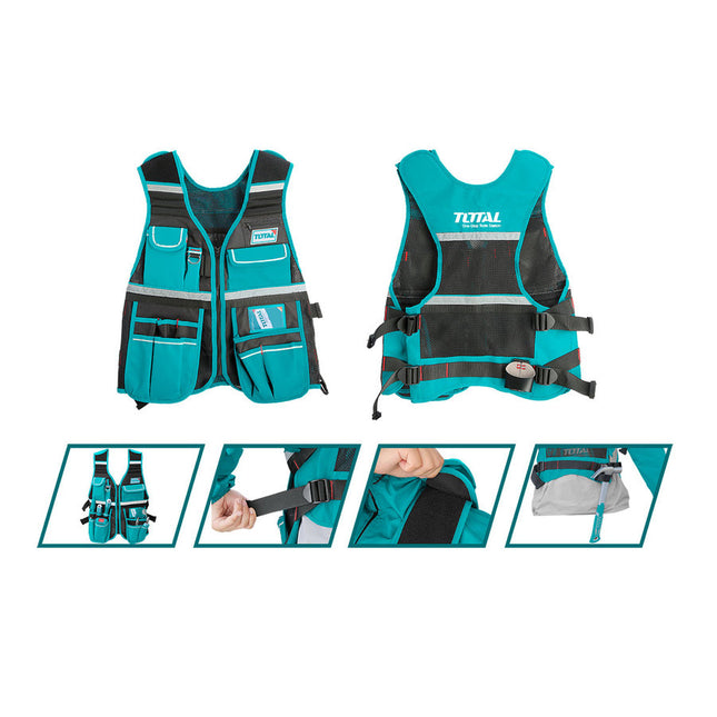 Total TTVT1601 Tool Vest 12-Pocket Utility Work Vest