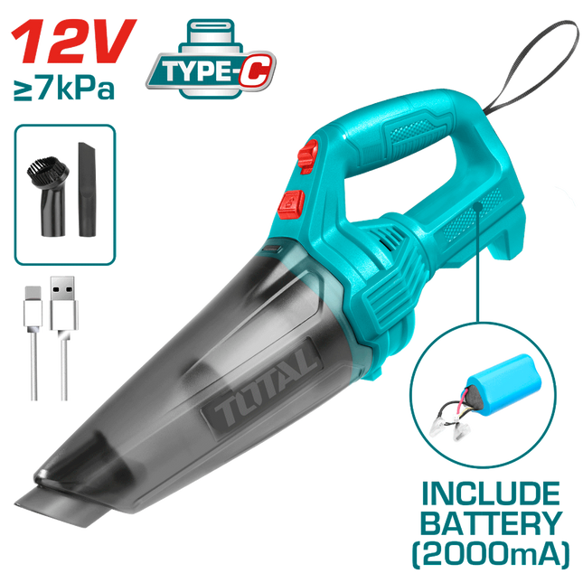 Total TVLI2026   12V Type-C Rechargeable Car Vacuum Cleaner