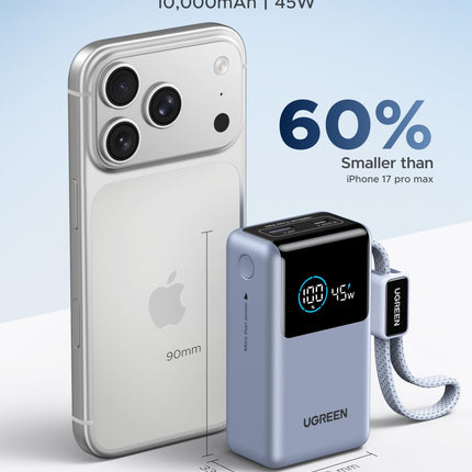 Ugreen 65W Power Bank with Built-in Cable Space Gray
