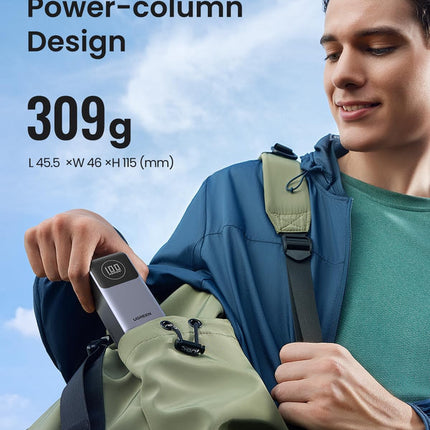 UGREEN Nexode Power Bank 12,000mAh 100W Fast Charging - Smart Digital Display - Dual Port Output (1x USB-C, 1x USB-A) - Ultra-Compact High-Power Portable Charger - Grey