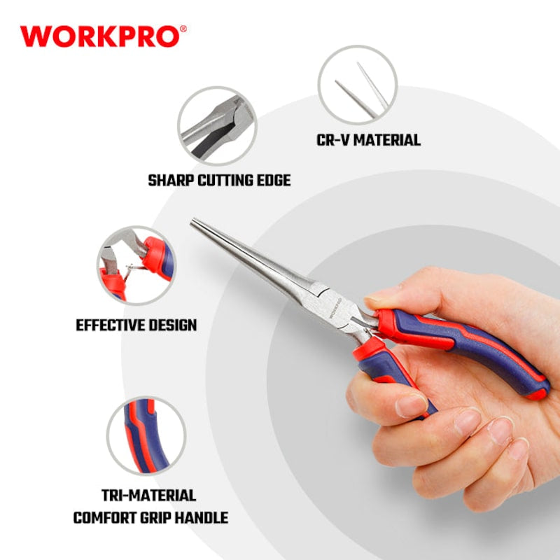 كماشة صغيرة أنف إبرة Cr-V مقاس 6 انش WorkPro كماشة صغيرة أنف إبرة Cr-V مقاس 6 انش WorkPro