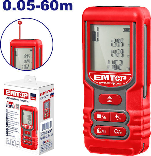 EMTOP EMDL1516 Laser Distance Meter – 60m