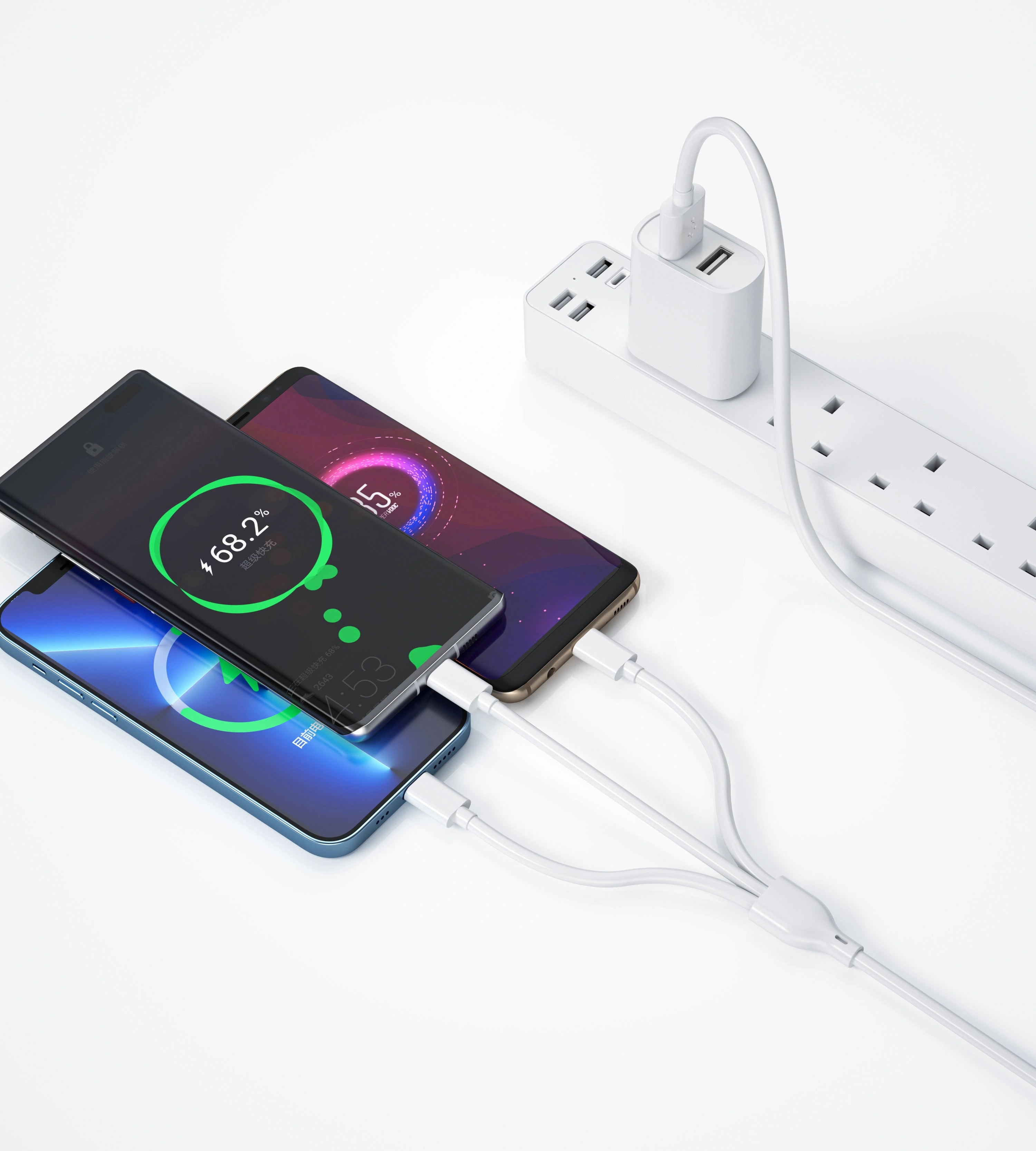 مجموعة شاحن WiWU ثنائي USB + كابل 3 في 1 مجموعة شاحن WiWU ثنائي USB + كابل 3 في 1